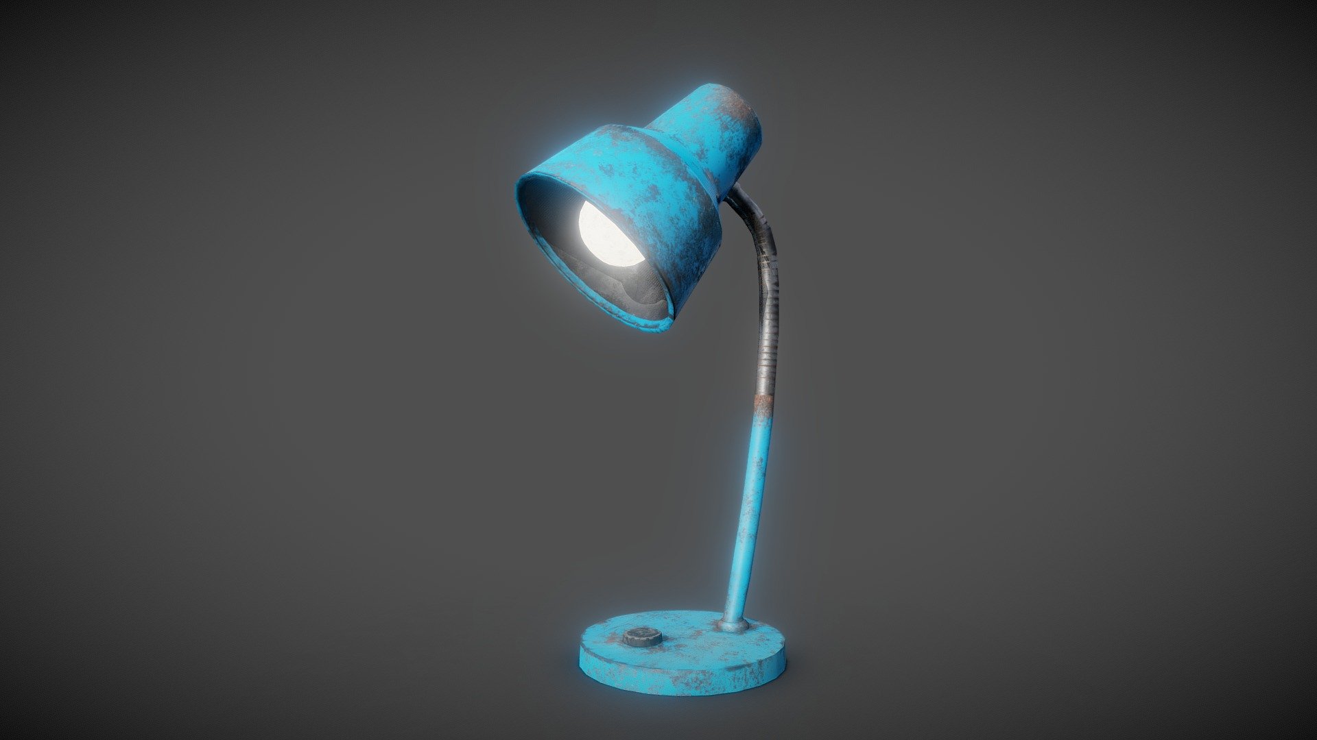 Metalic painted table lamp blue rusted