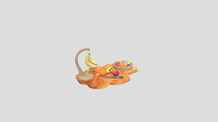 Fruit on Chopping Board 3D Model