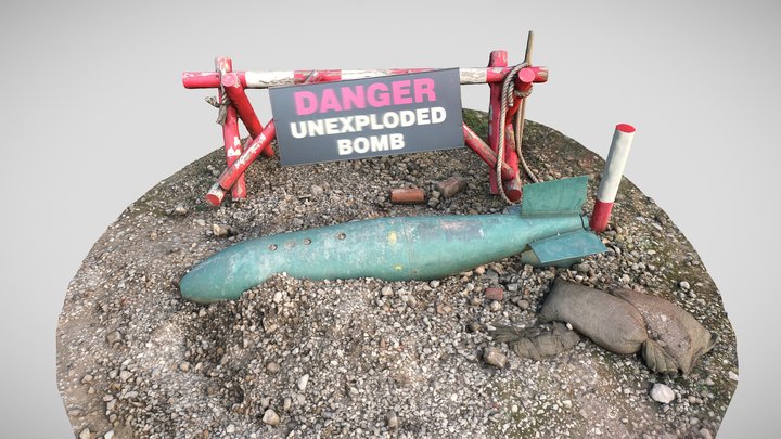 DANGER | Unexploded Bomb Scene 3D Model
