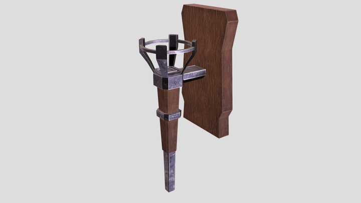 FREE Stilized Wooden Medieval Torch 3D Model