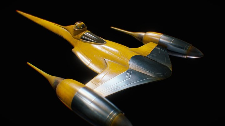 N-1 Naboo Starfighter & R-series Astromech Droid 3D Model