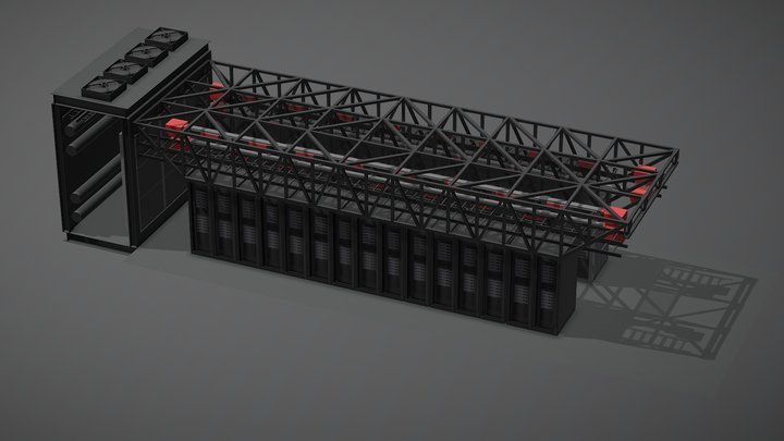 Hybrid Design Data Center - Cooling & IT Modules 3D Model