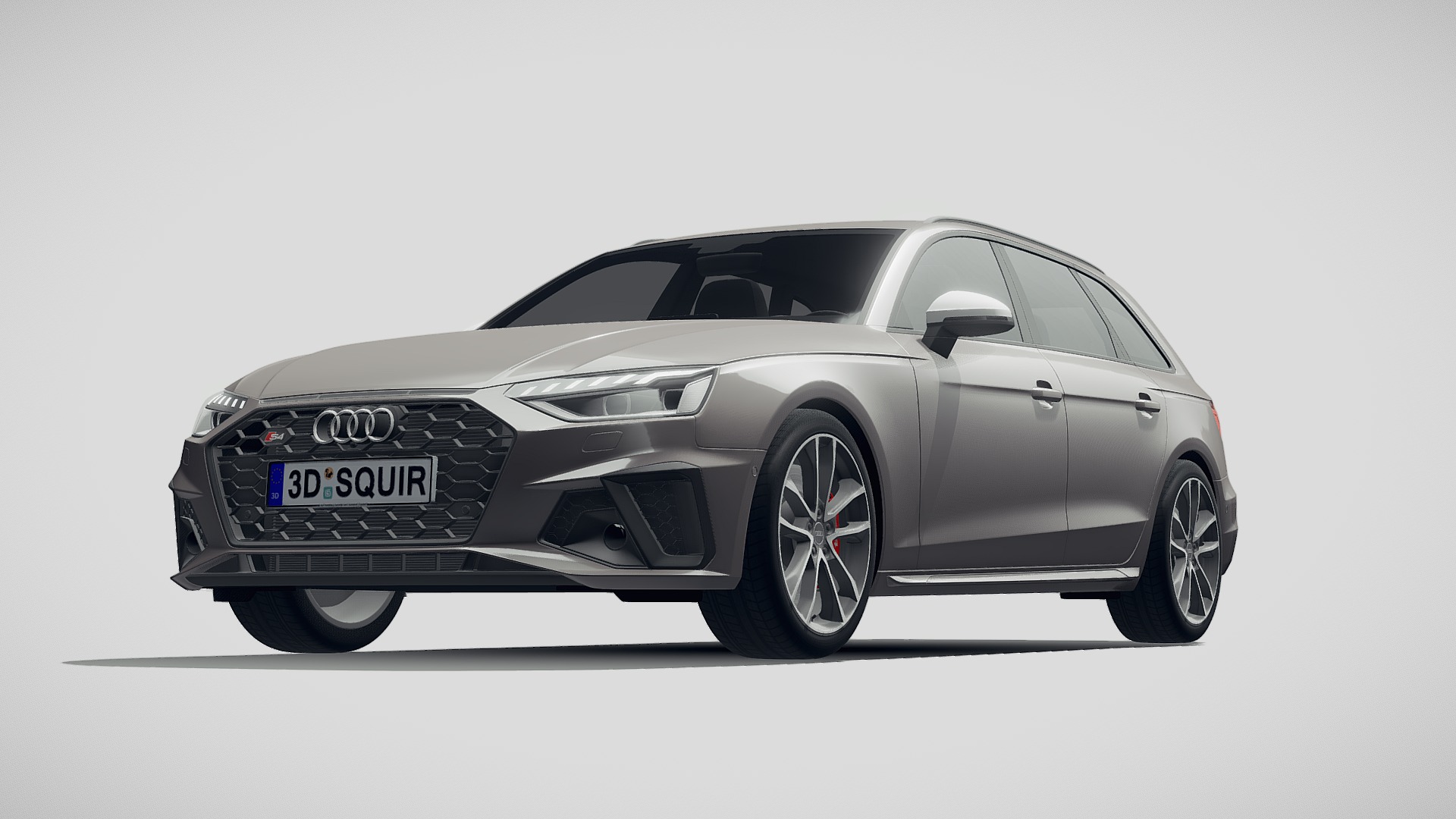 3D model Audi S4 Avant 2020 - This is a 3D model of the Audi S4 Avant 2020. The 3D model is about a silver car with a black background.
