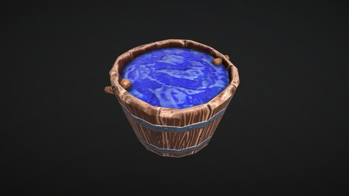 Stylized Wood Bucket 3D Model