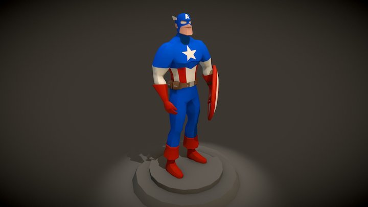 Low Poly Captain America (Pose A) 3D Model
