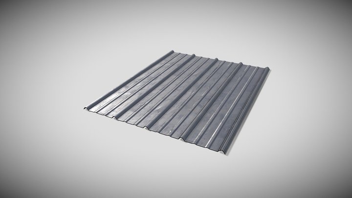Classic roof rib steel sheet 3D Model