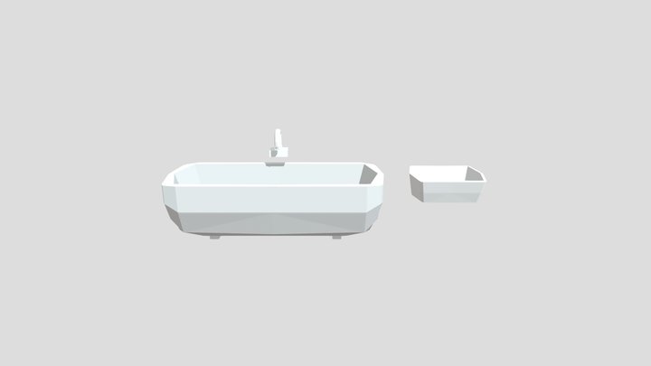 Low Poly Bathtub and Sink 3D Model