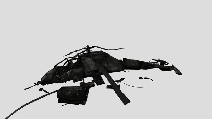 Crashed Helicopter 3D Model