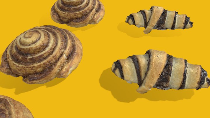 chocolate croissant  cinnamon roll 3D Model
