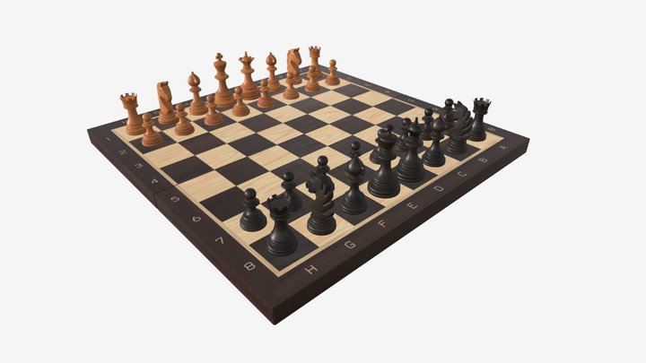 Chess board game pieces 3D Model