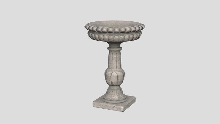 Concrete Garden Fountain ancient old water 3D Model