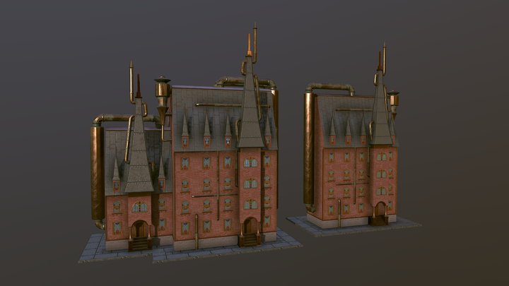 Steampunk Modular Building 3D Model