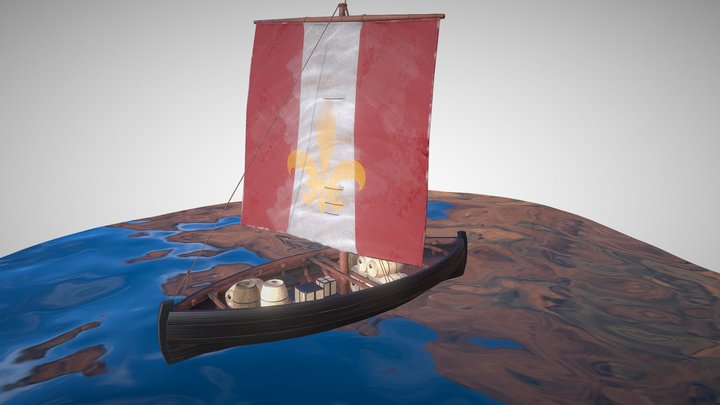Knarr - Medieval Sailboat 3D Model