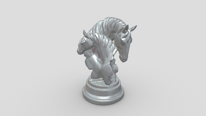 Two Horse Statue Decimated 3D Model