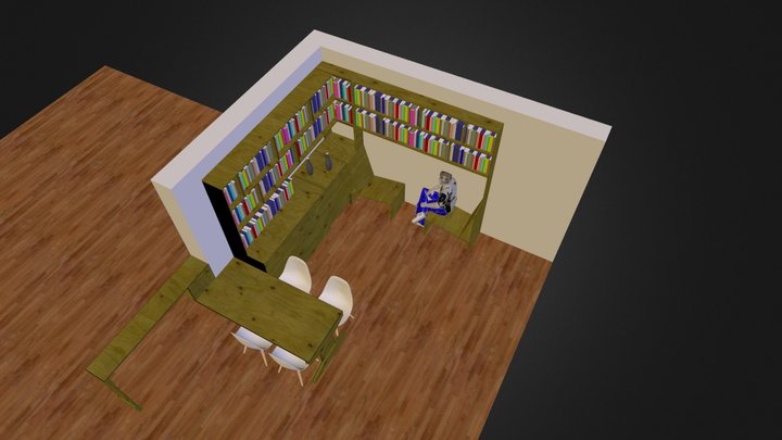 bar tafel stoel boekenkast 3D Model