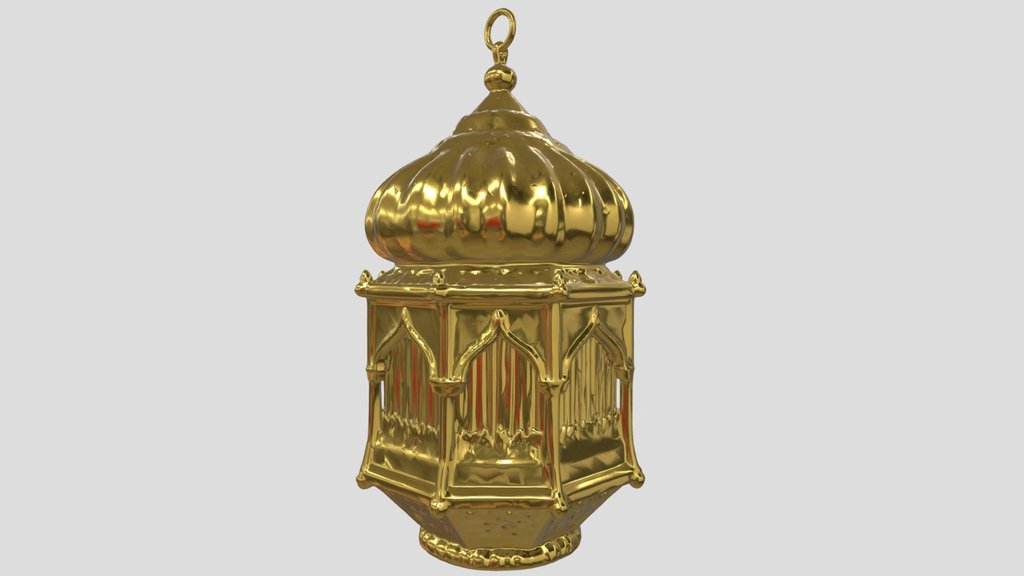 Ornate Islamic Arabian lantern lamp gold