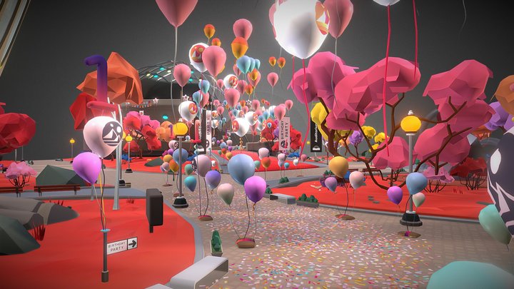 Decentraland's First Birthday Party Decorations 3D Model
