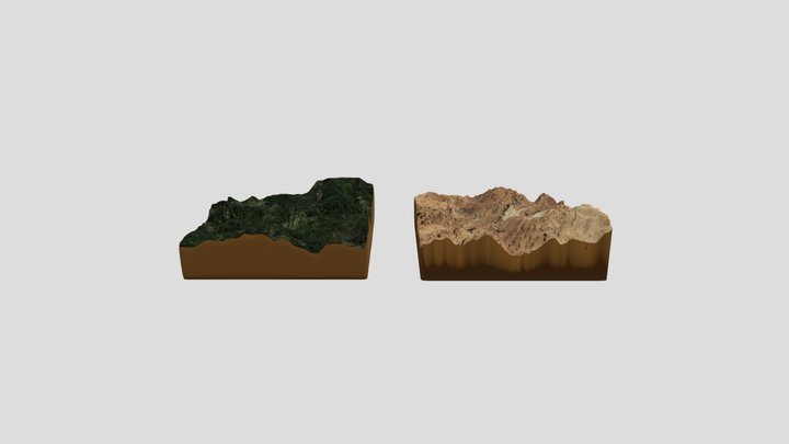 Terrain : Green and Desert landscape 3D Model