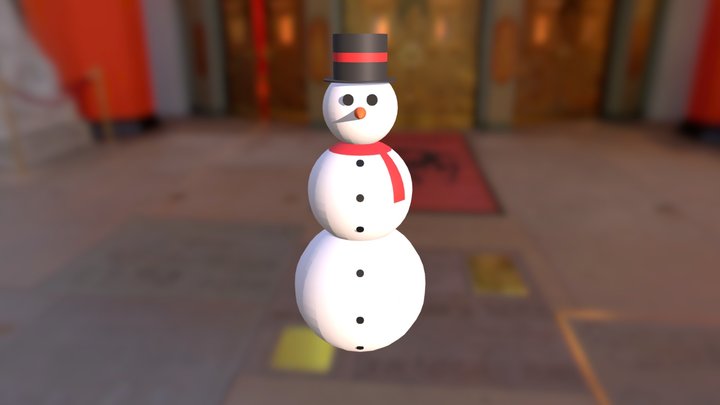 Low Poly Snowman 3D Model