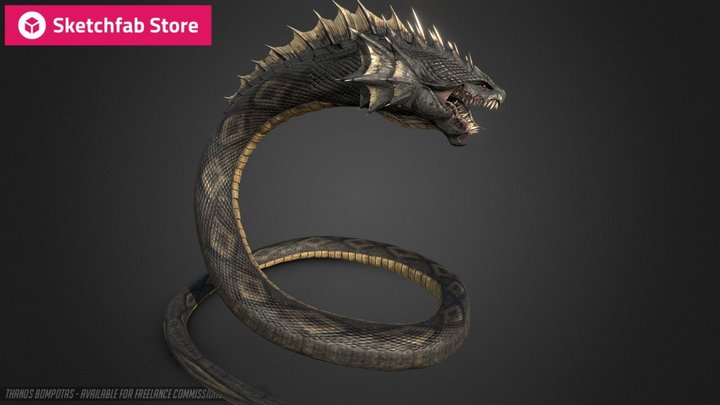 25$ - Snake Dragon Hydra Head 3D Model