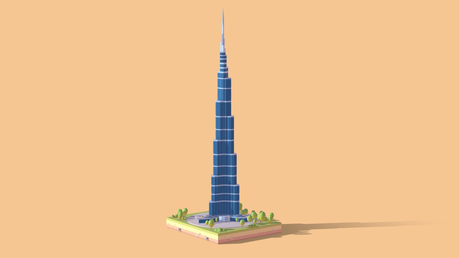 Cartoon Lowpoly Burj Khalifa Dubai Landmark - Buy Royalty Free 3D model by  antonmoek (@antonmoek) [300ddf8]