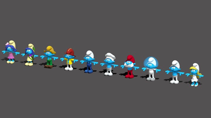 Smurf Family Complete 3D Model