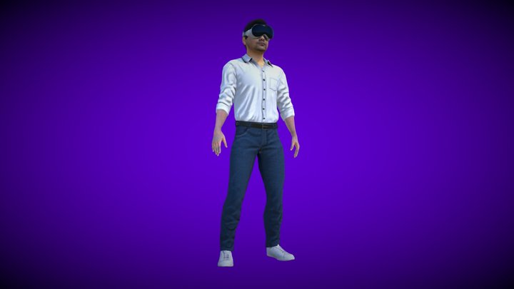 Animated 3D Self Character with VRHeadset 3D Model