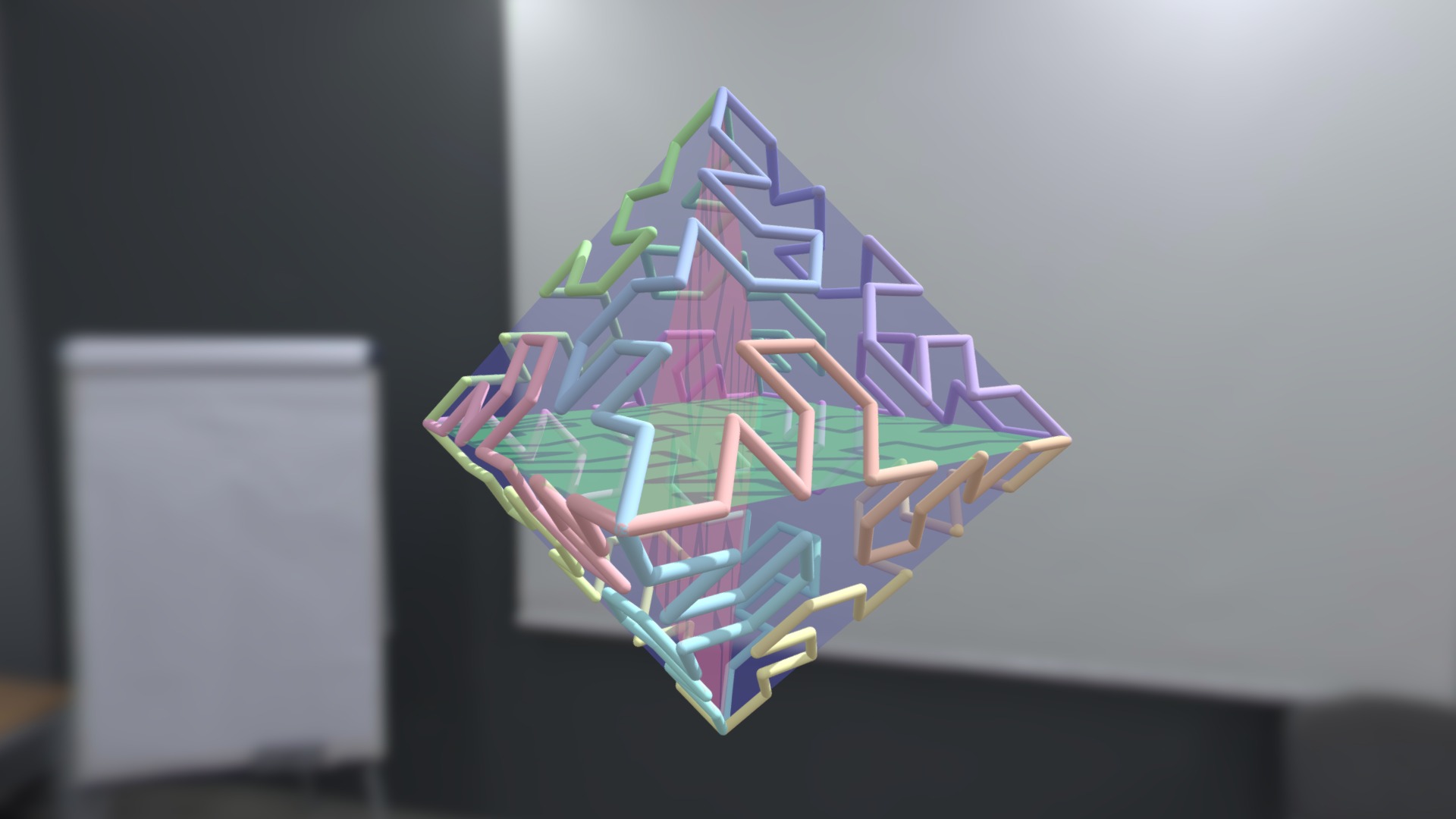 3D model lattice octapath - This is a 3D model of the lattice octapath. The 3D model is about a colorful cube with a black background.