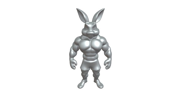 Buff anthropomorphic rabbit 3D Model