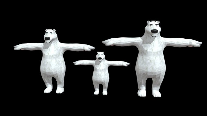 Polar Bear family 3D Model