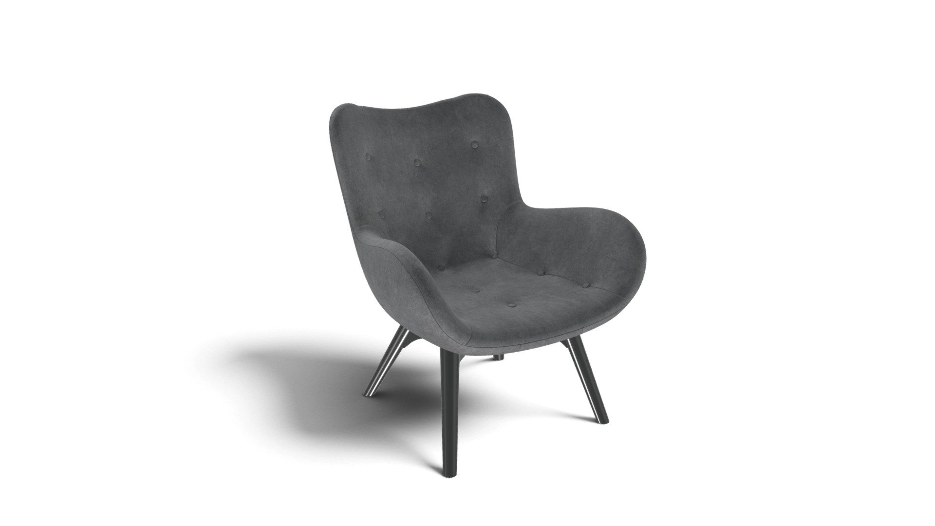 Doris Armchair, Grey Velvet with Black Wood Leg