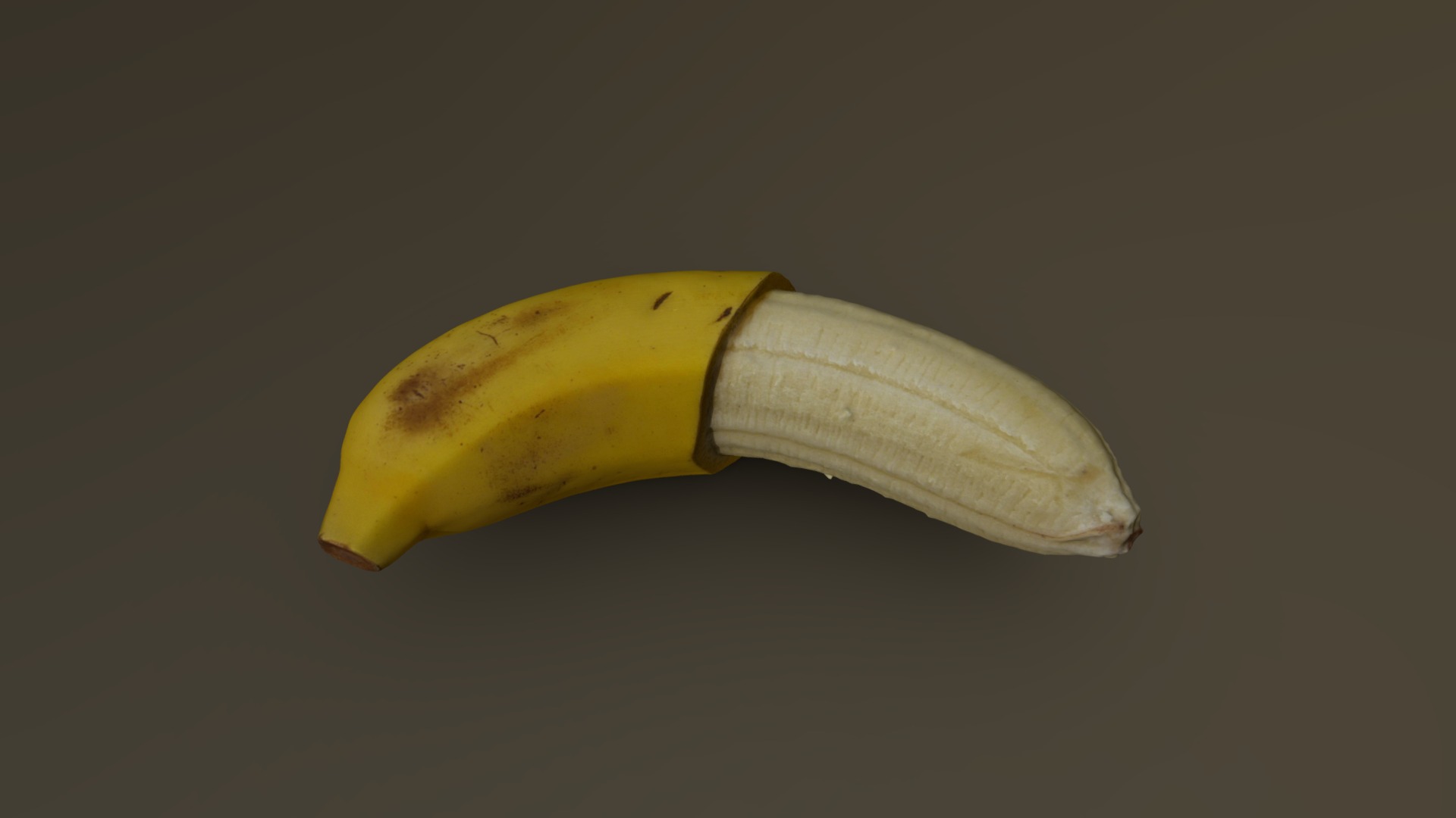3D model Partially Peeled Banana 02 - This is a 3D model of the Partially Peeled Banana 02. The 3D model is about a banana on a white background.