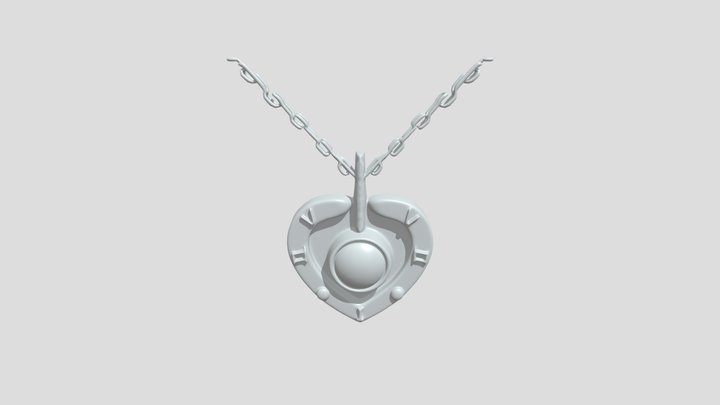 Heart-shaped pendant with gem 3D Model