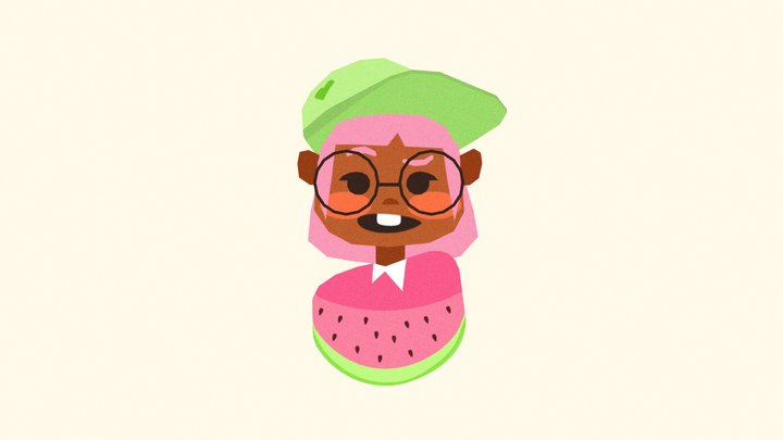 Watermelon Girl 3D Model