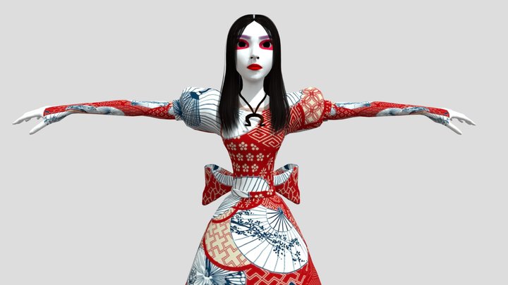 Rommanainot_official_mei_zhang_with_bones_Past 3D Model