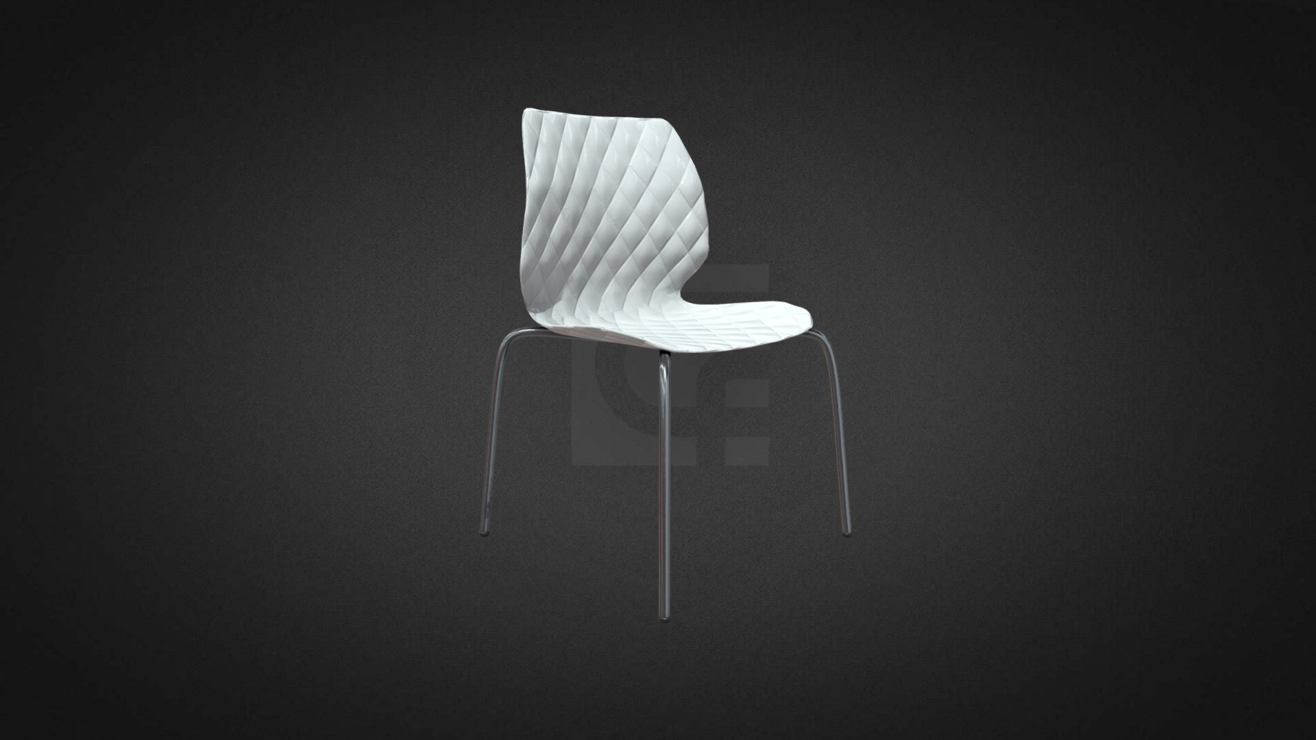 3D model Honey Comb Chair Hire - This is a 3D model of the Honey Comb Chair Hire. The 3D model is about a white chair with a black background.