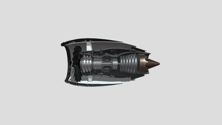 Rotating Jet Engine 3D Model