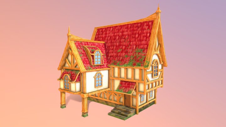 Stylized Country Cottage House 3D Model