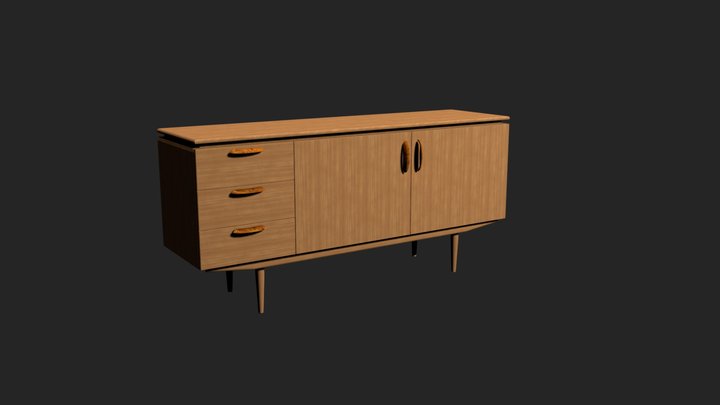 Mid Century Teak Sideboard Credenza 3D Model