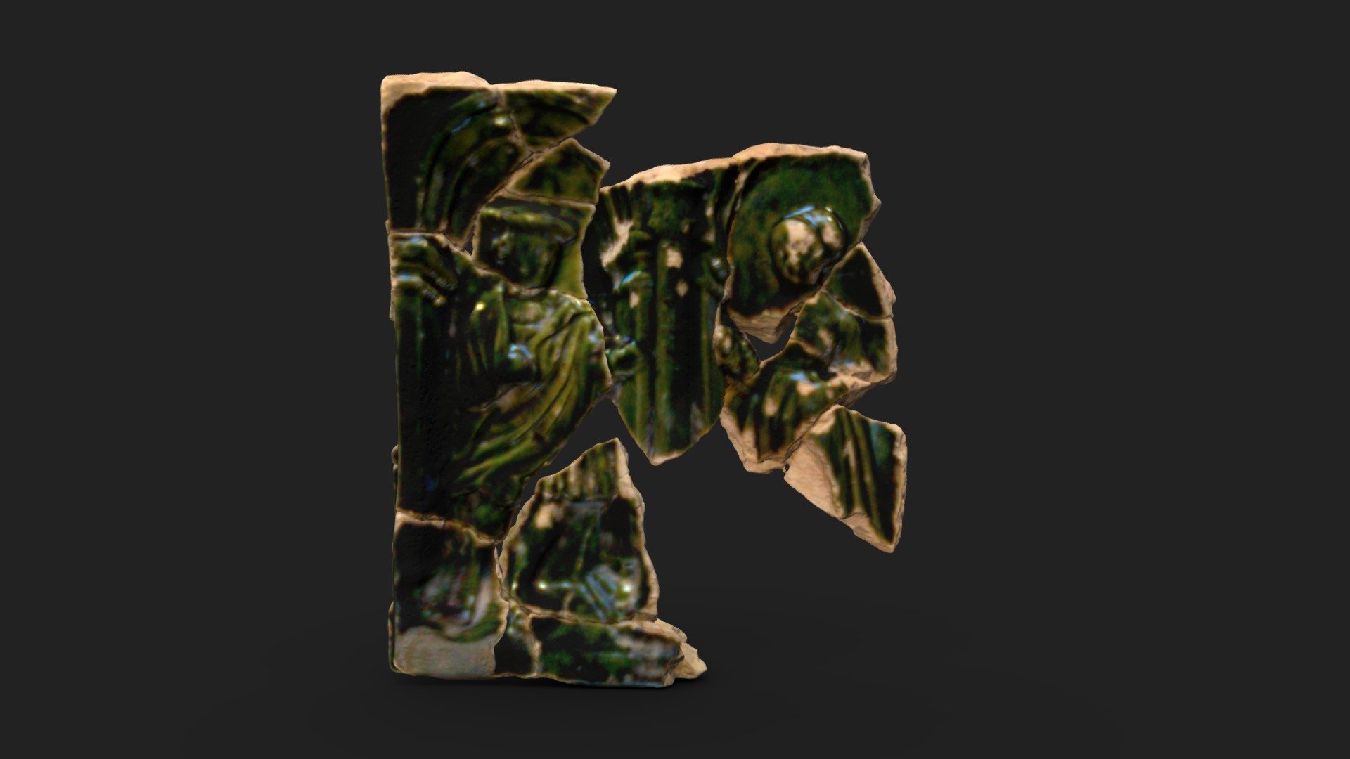 Wreath tile with lovers in Renaissance attire — Sketchfab embed 3D viewer