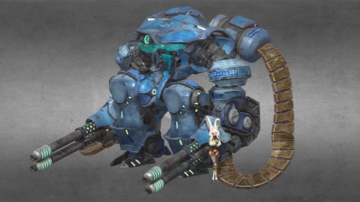 D.VA Robot & Steam Bunny 3D Model