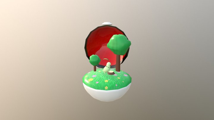 Chikorita Poke'ball Terrarium 3D Model