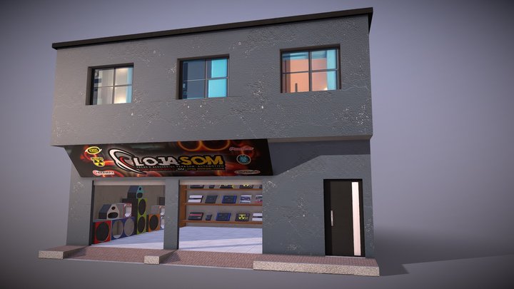 Loja de Som Automotivo Com Interior - 2 Andares 3D Model