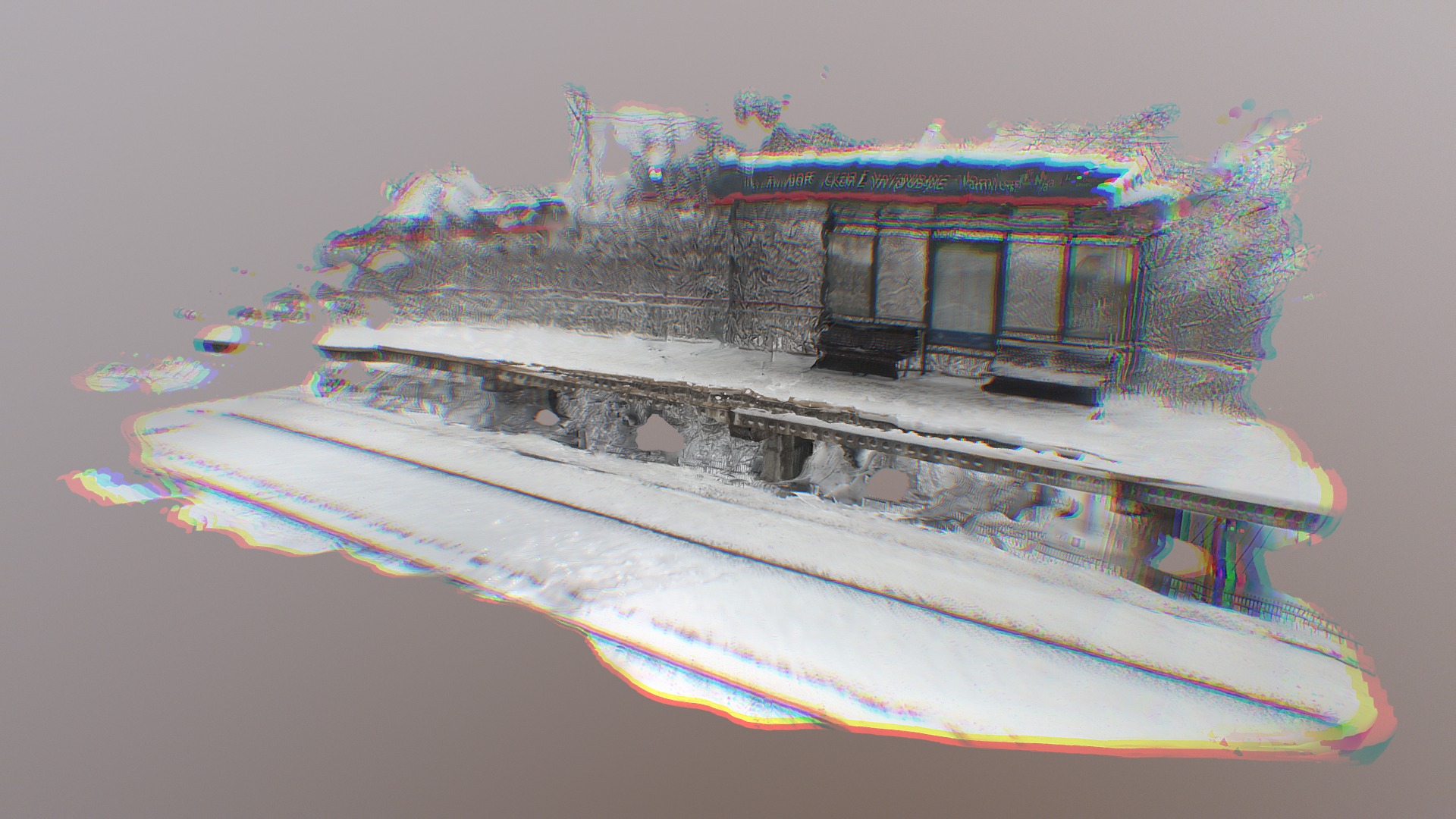 3D model Railway station bench cloud ) - This is a 3D model of the Railway station bench cloud ). The 3D model is about a model of a house.