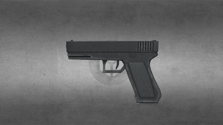 9 mm Pistol handgun with animation 3D Model