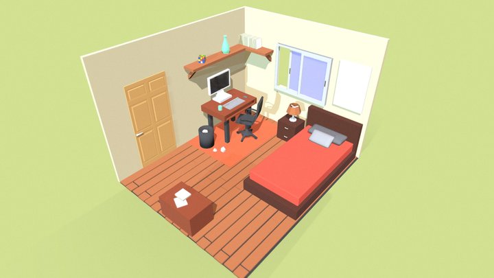 Low Poly Simple Room 3D Model