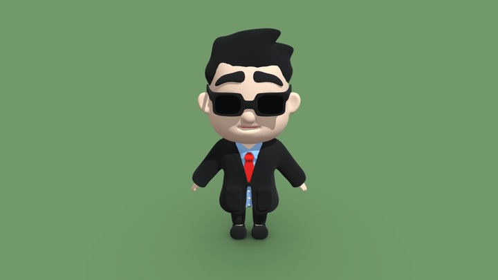 Cute Businessman Character 3D Model