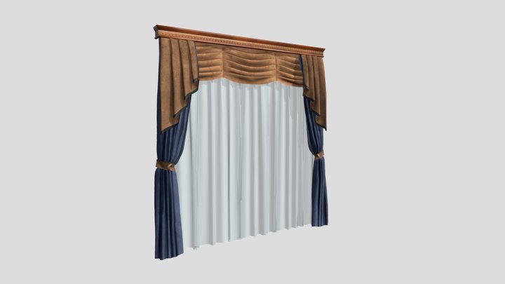 №802 Curtain  3D low poly model for VR-projects 3D Model