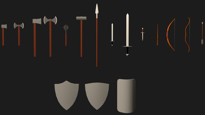 Simple low poly weapon pack 3D Model
