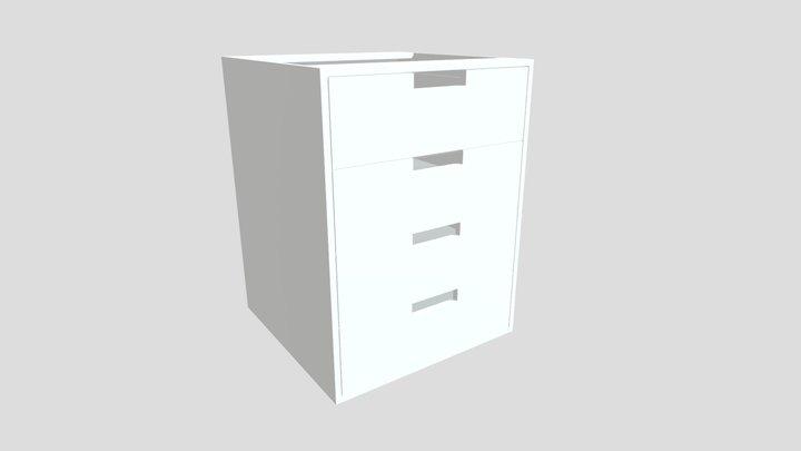 30027 - 4- Drawer Inset Kitchen Cabinet 600mm 3D Model